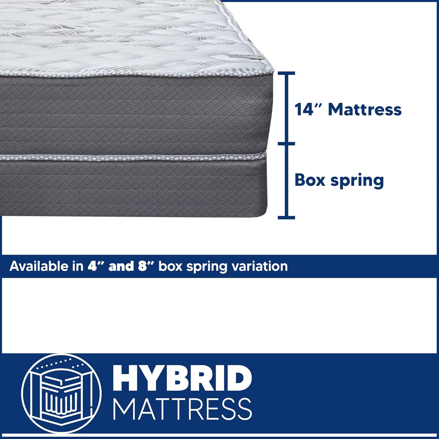14″ Firm Double Sided Innerspring Mattress & 4″ Wood Box Spring, Full XL