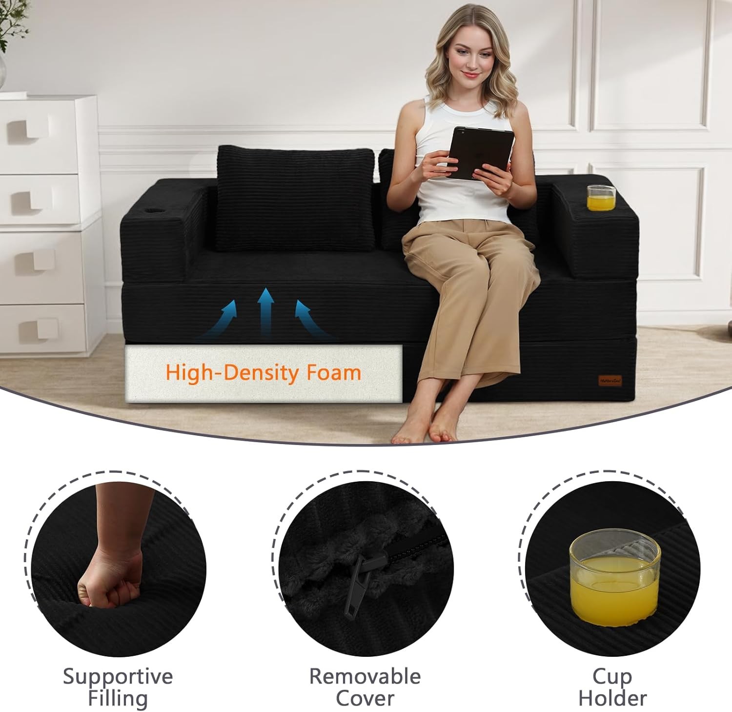 Bla Futon Couch Convertible Sofa Bed Queen, Folding Floor