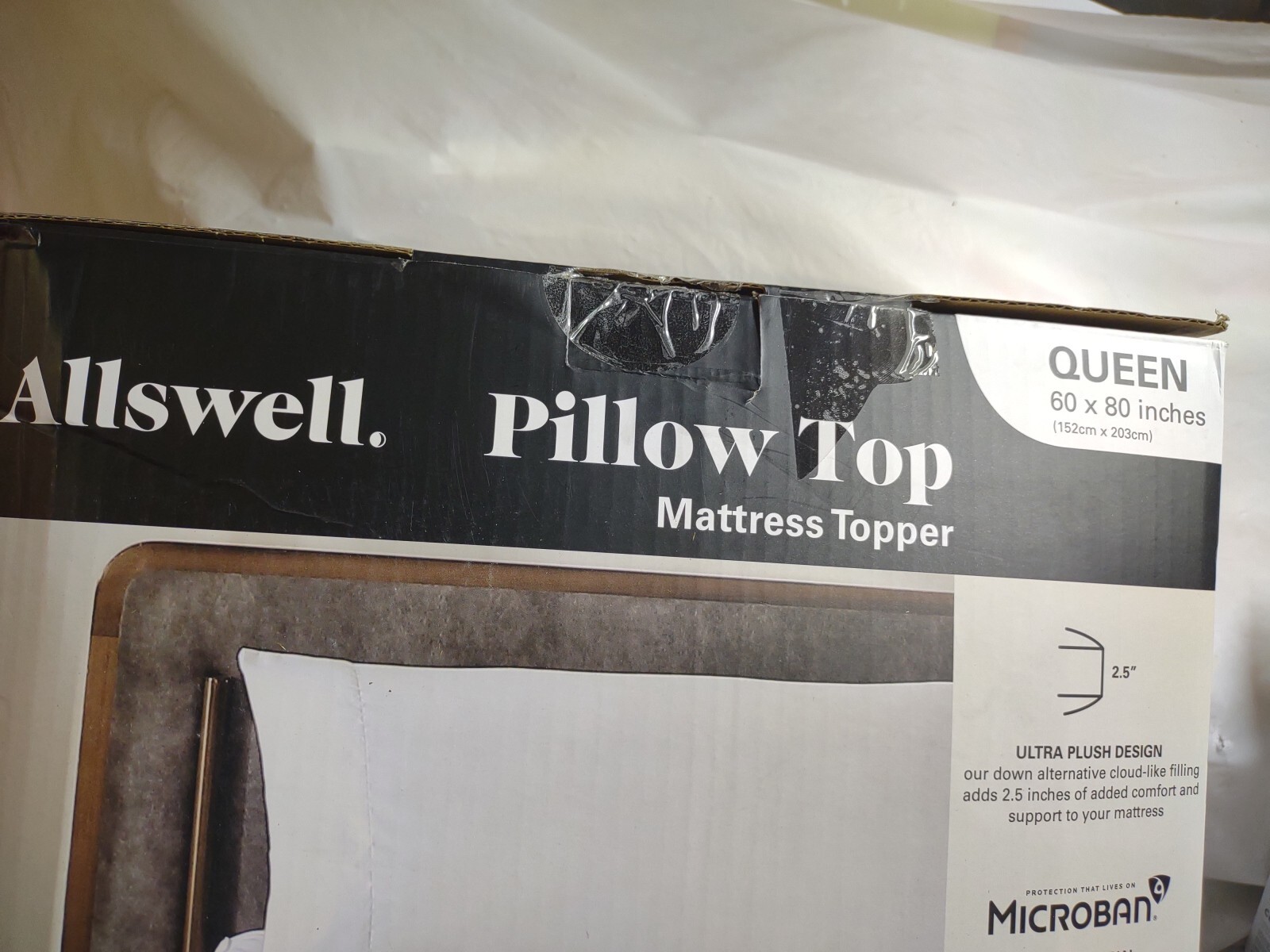 Allswell Ultra Plush Pillow Top Mattress Topper, Queen, 60″ X 80″