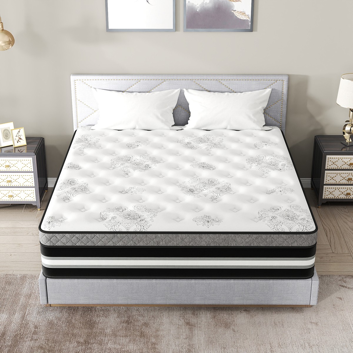 12/14 Inch Mattress in a Box Twin Full Queen King Gel Memory Foam Hybrid Spring