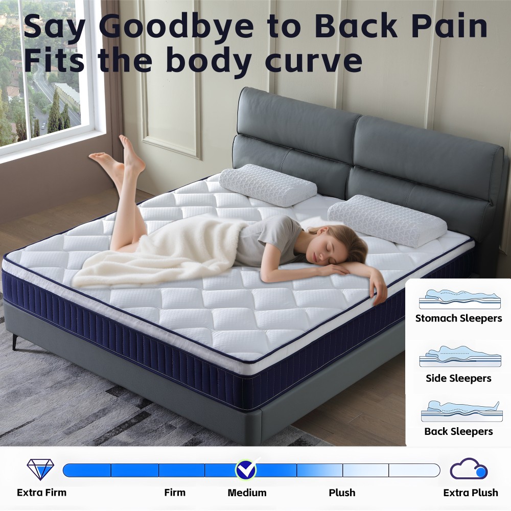 10 Inch Hybrid Gel Memory Foam Mattress Full Queen King Size In a Box-US STOCK
