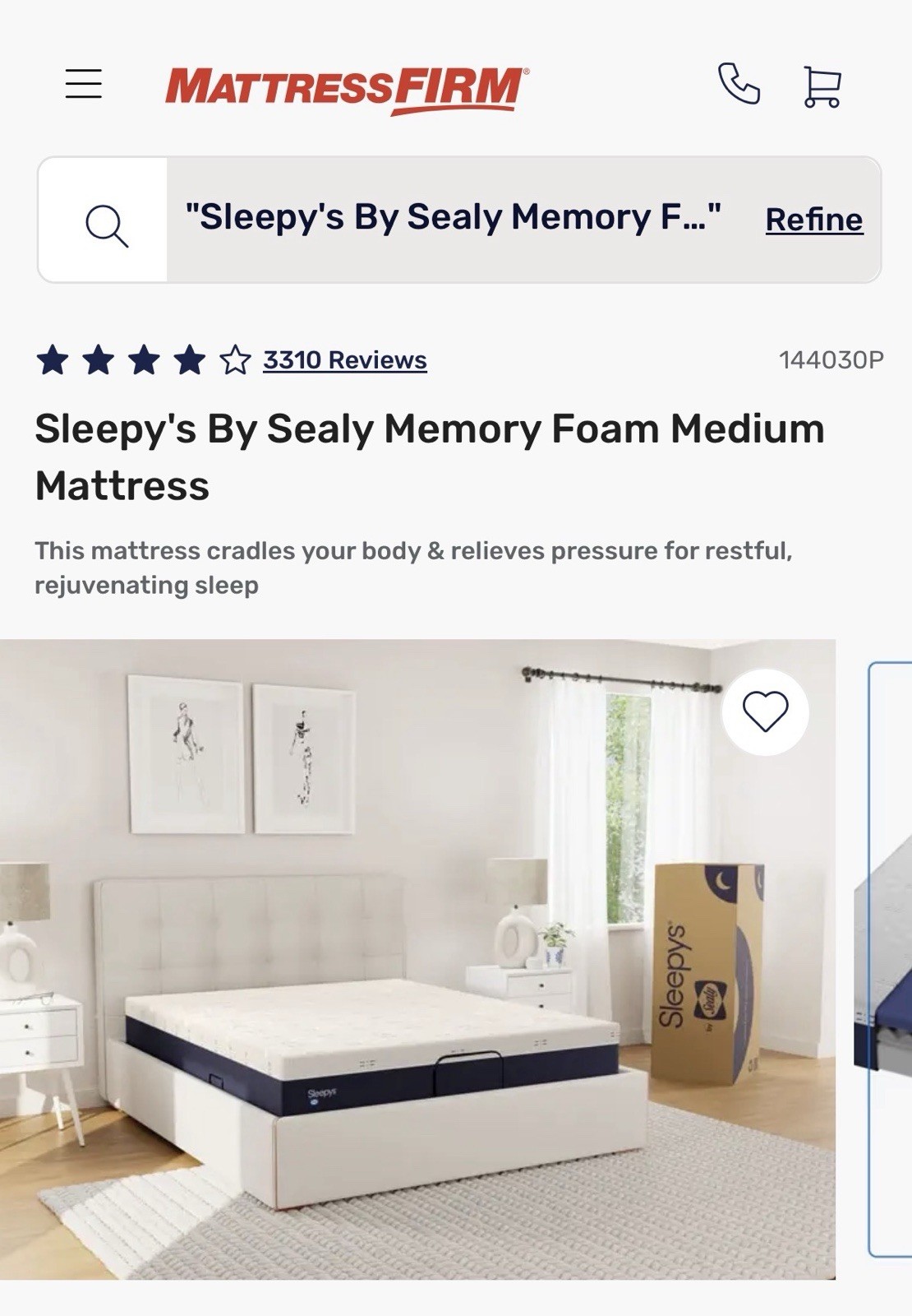 Sleepy’s by Sealy Memory Foam Medium Mattress Full Size