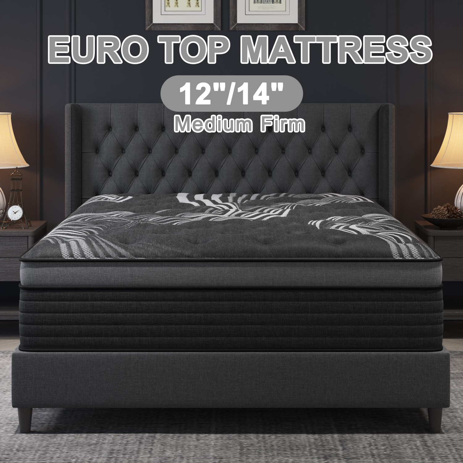 12″ 14″Twin Full Queen King Size Gel Memory Foam Spring Mattress In A Box