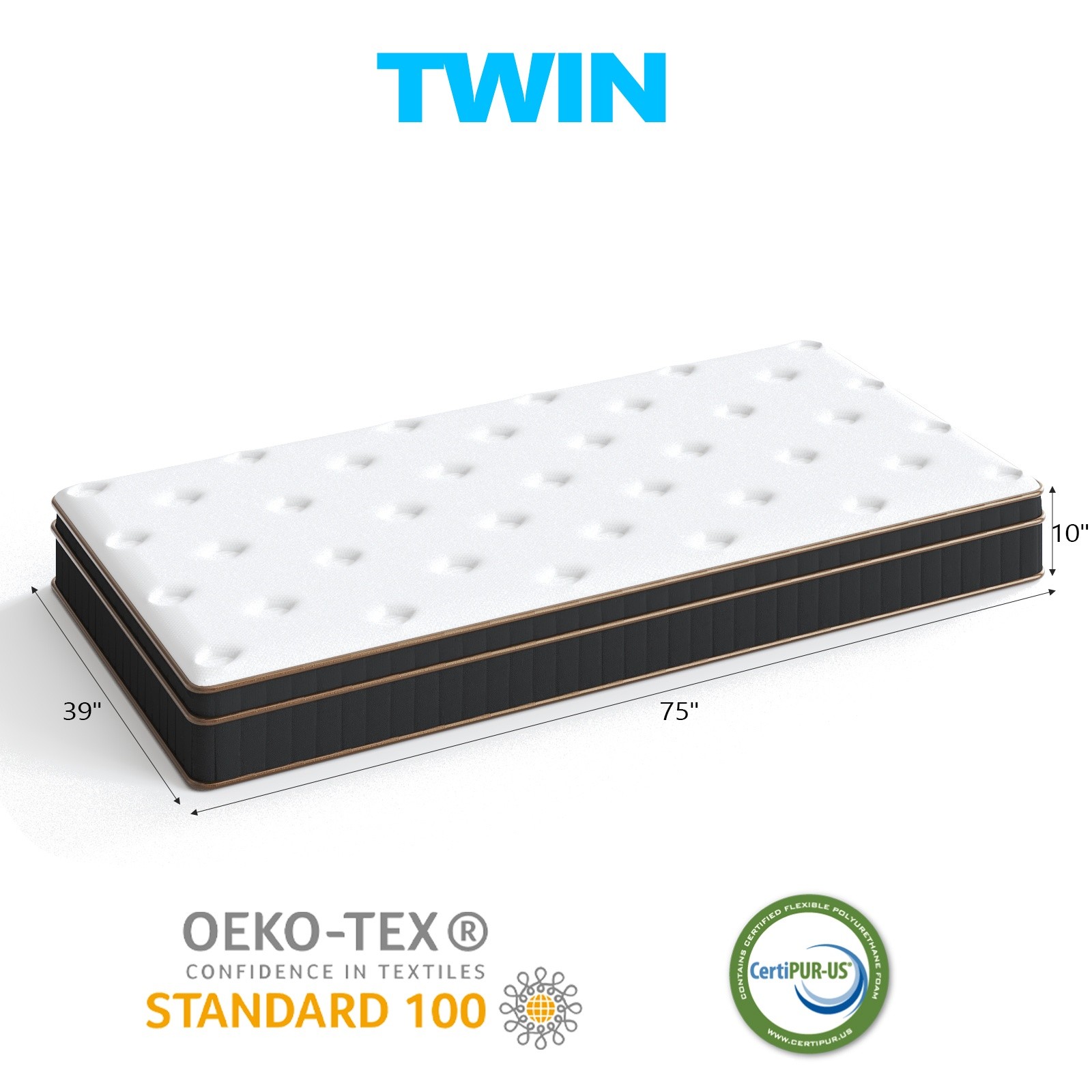 Twin Innerspring Mattress 10″ – Medium Firm Breathable For Dorms Guests