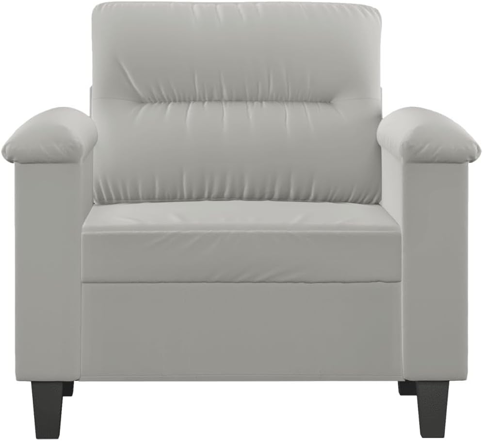 Light Grey Microfiber Sofa Chair for Living Room Bedroom Office, Single