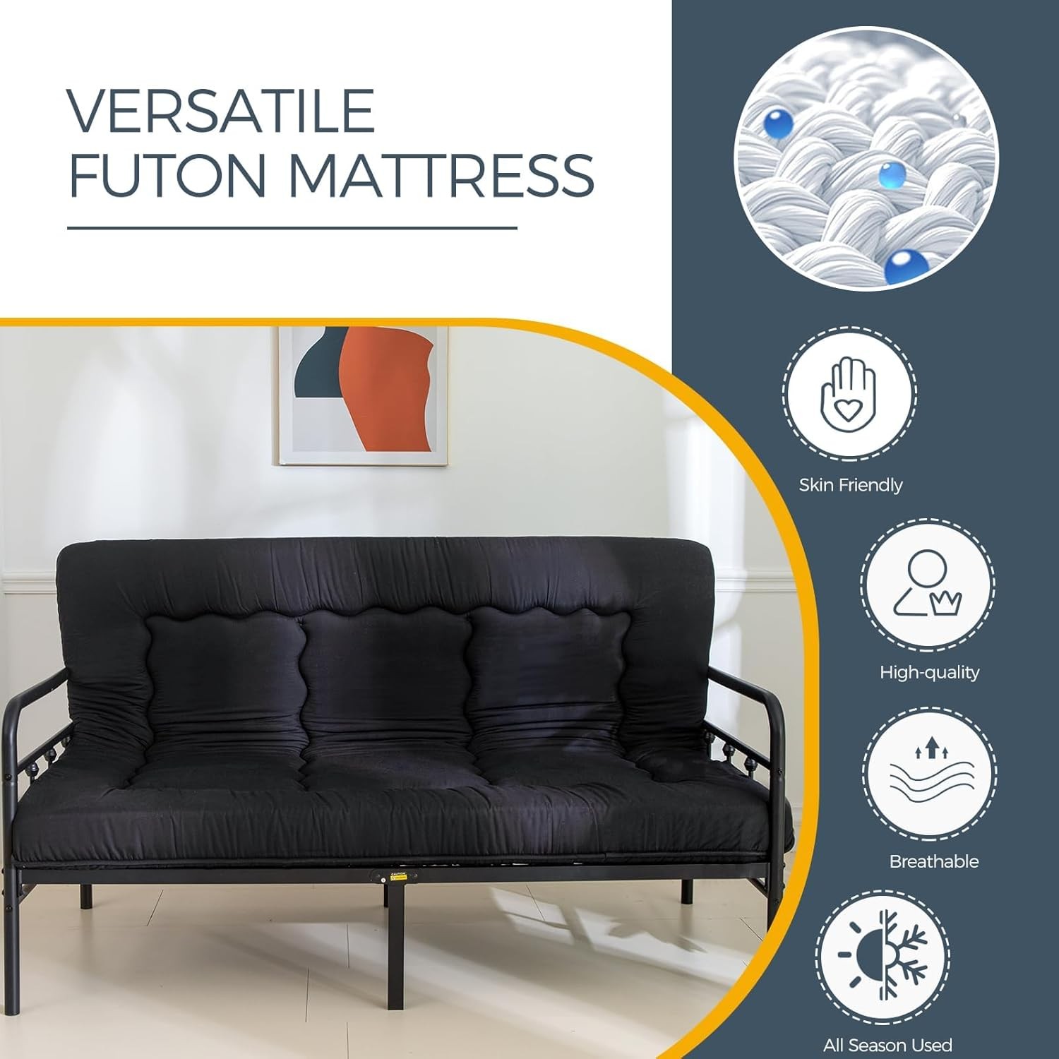 Twin Floor Mattress 6in Thick Foldable Tatami Black