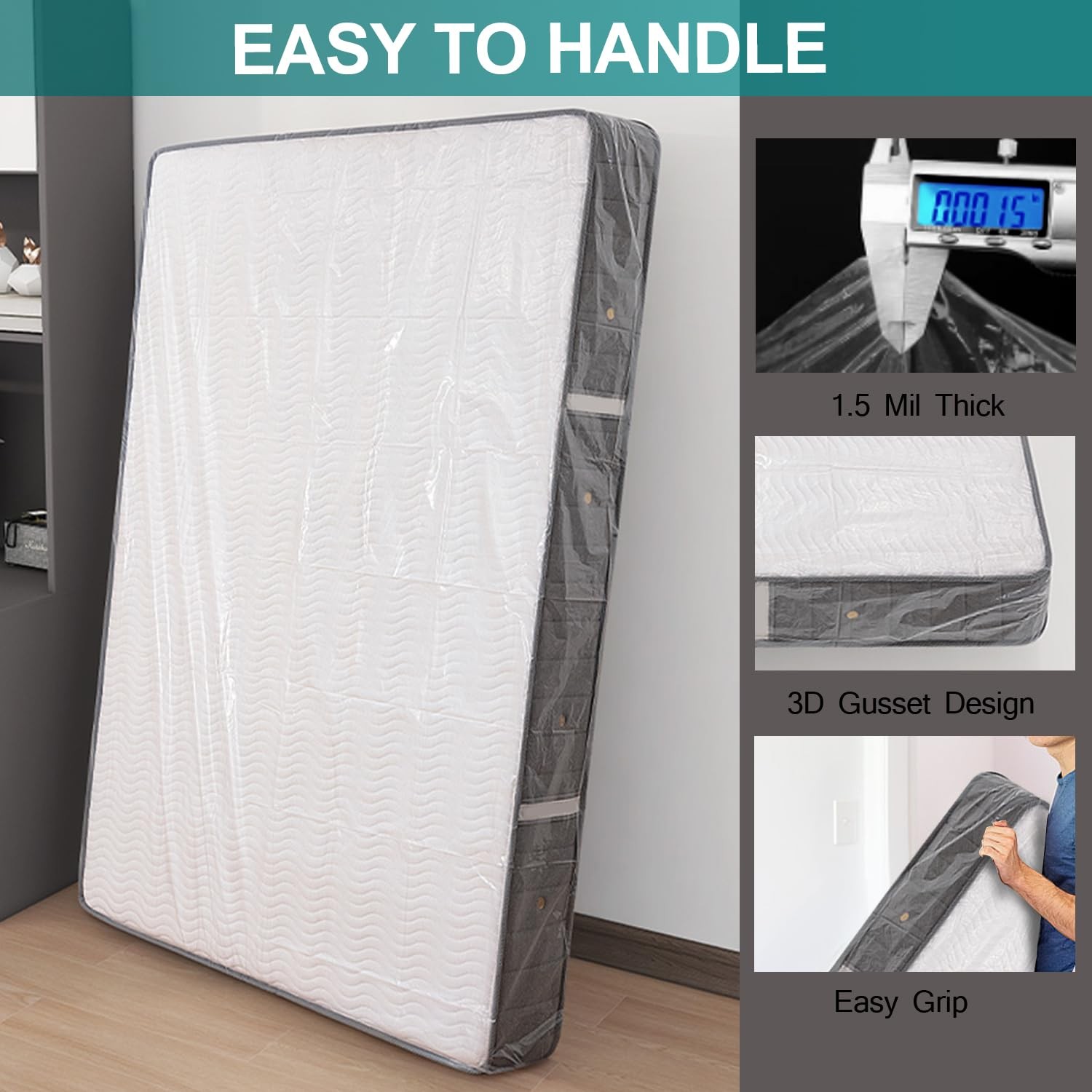 Mattress Bag for Moving Storage – Plastic Waterproof Queen, Clear