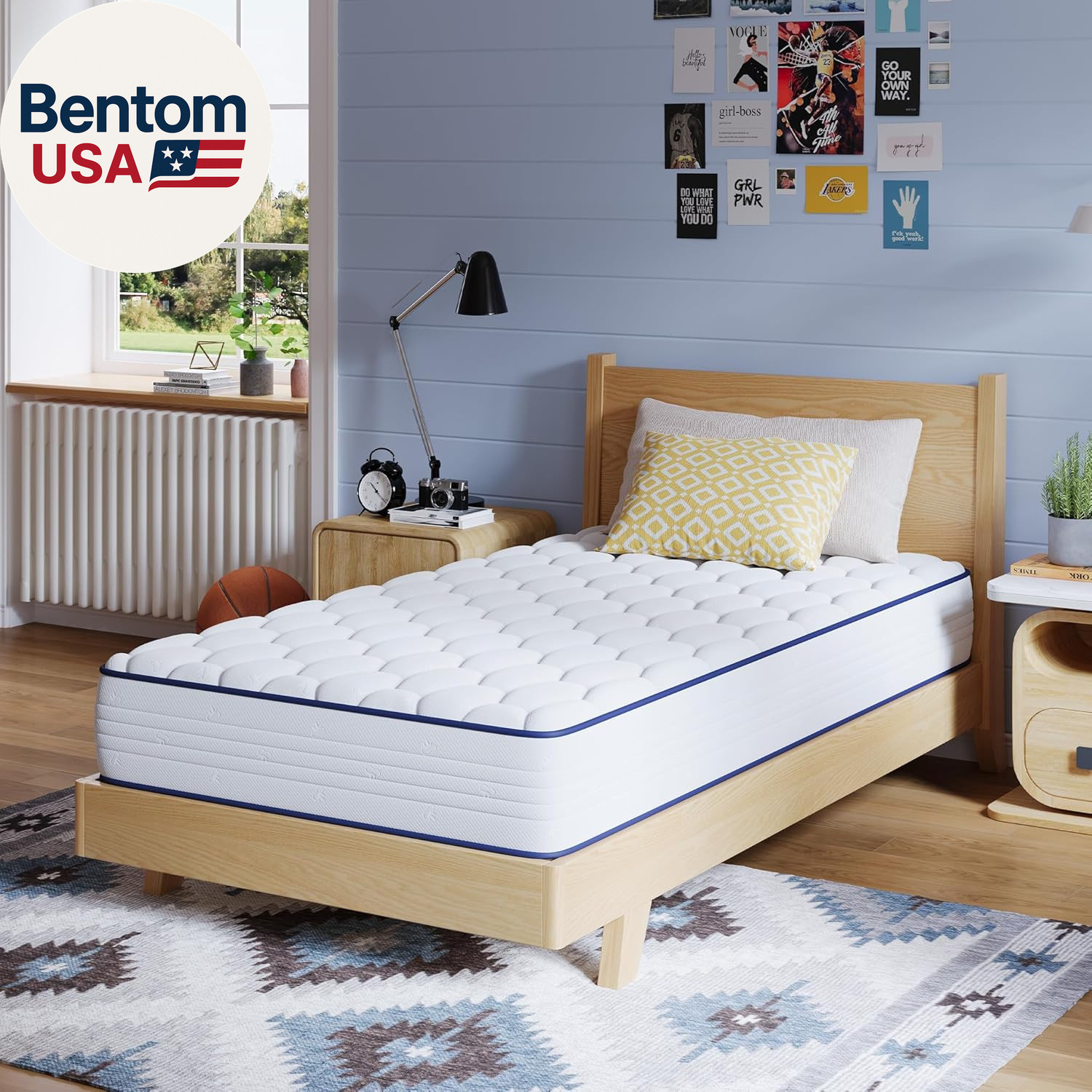 6 Inch Twin Mattress, Foam and Spring Hybrid Mattresses in a Box, Medium Soft, B