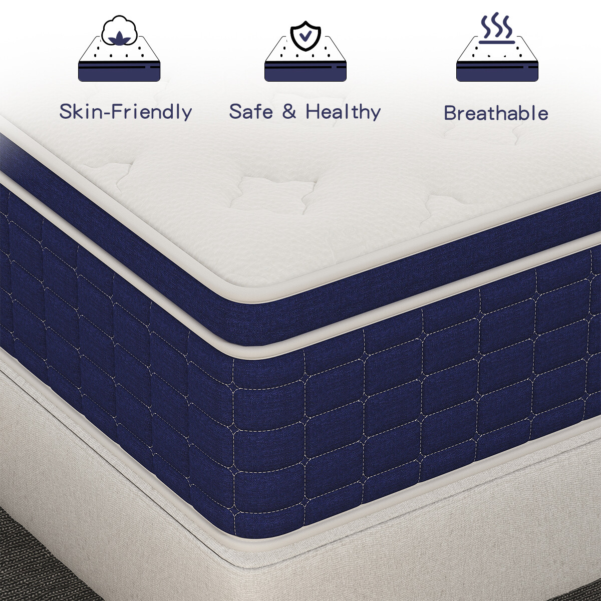 12″ 14″ Twin Full Queen King Size Mattress Hybrid Innerspring Foam Bed in a Box