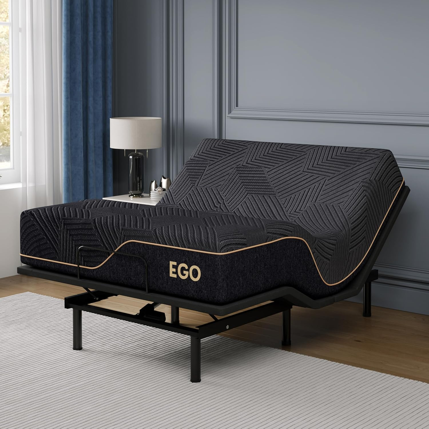 Adjustable Full Bed Frame & 14″ Cooling Memory Foam Mattress with Remote
