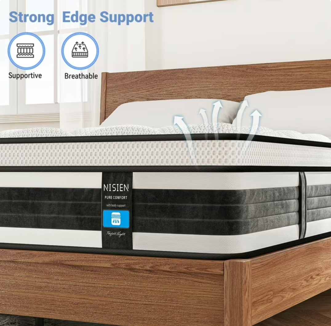 12″ Queen Colchon Memory Foam Hibrido Cama Queen Mattress Hybrid Medium Firm