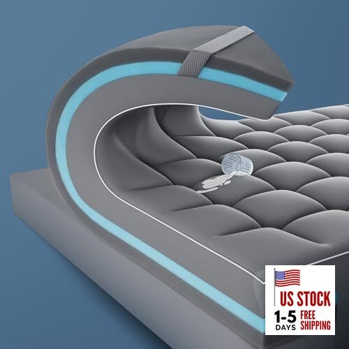 Dual Layer 4 Inch Memory Foam Mattress Topper, 2 inch Cooling Gel Queen Grey
