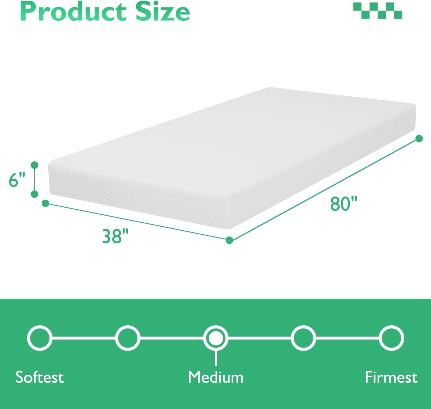 Comfortable 6 Inch Twin XL Mattress | Medium Firm Gel Memory Foam Bed in a Box