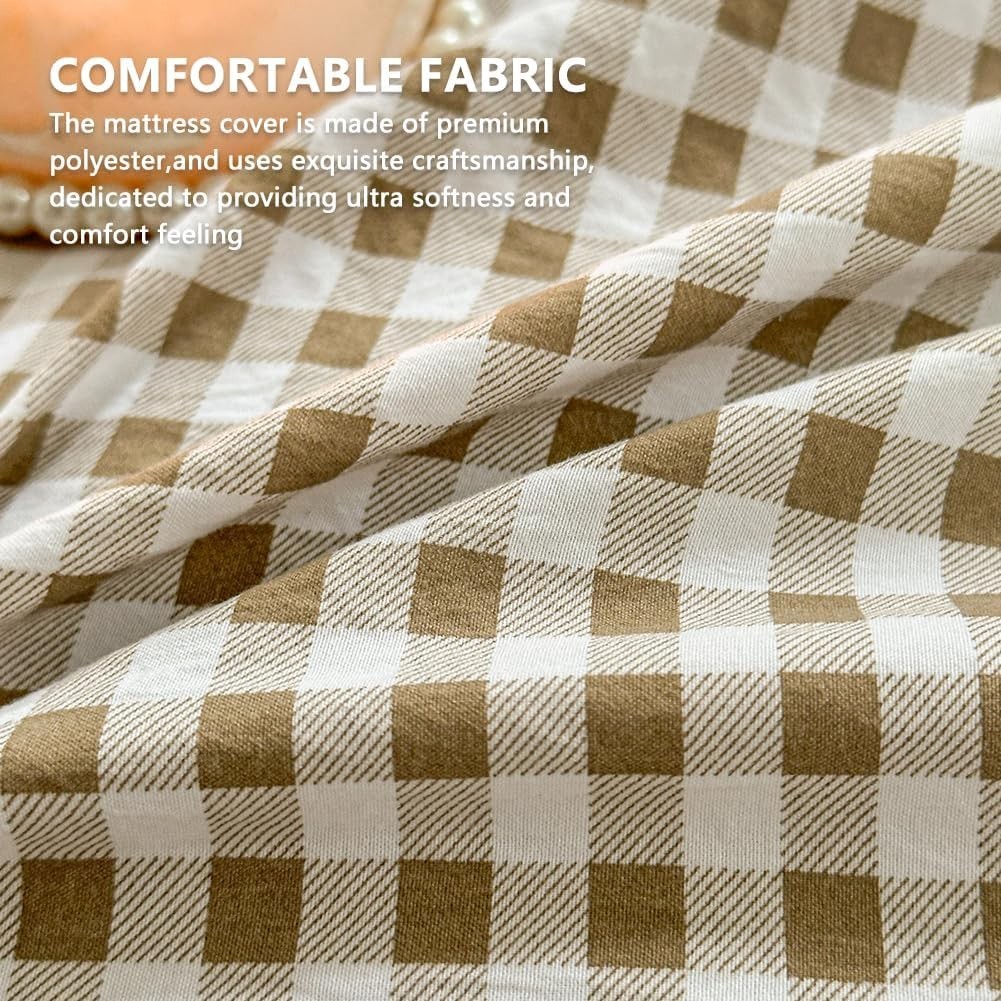 Floor Mattress Cover Gingham Checkered Futon Cover Guest Bed Japan Taupe Full