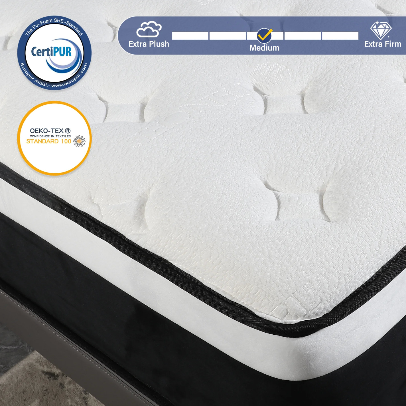 Colchón Queen 14” Gel Memory Foam Híbrido Medium Firm Hybrid Mattress Euro Top