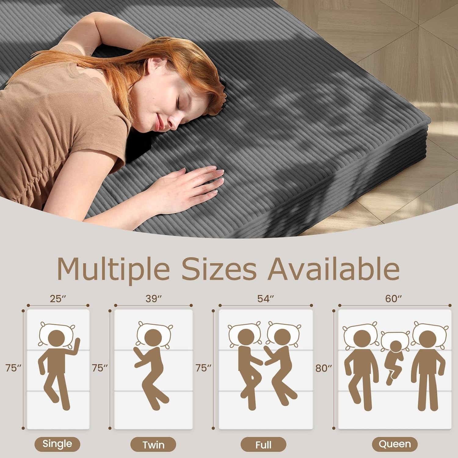 Versatile 6-Inch Plush Folding Mattress – Perfect for Guests, Camping & Dorm