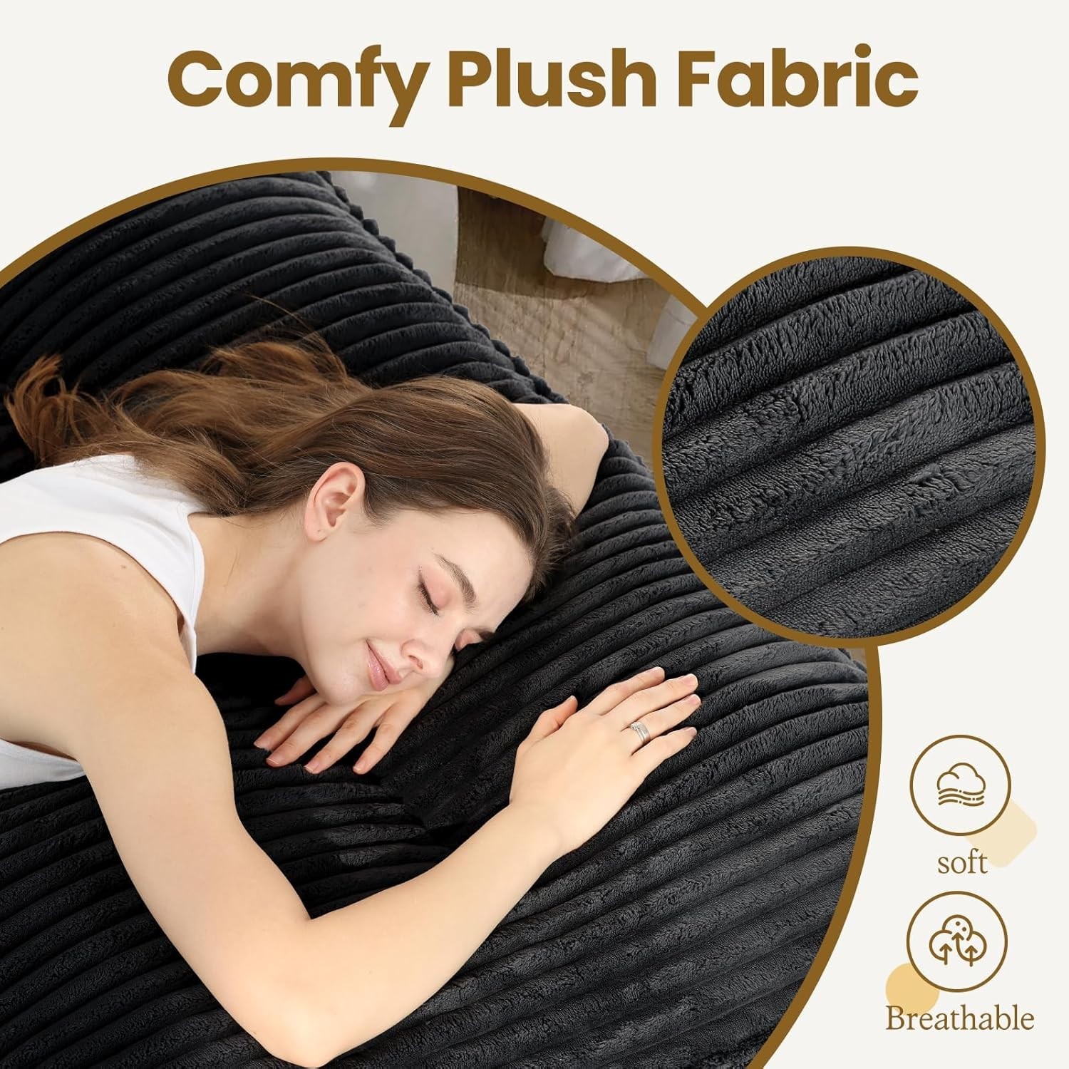 10″ Futon Mattress Queen Size Futons Sofa Couch Bed with Straps Thick Corduroy