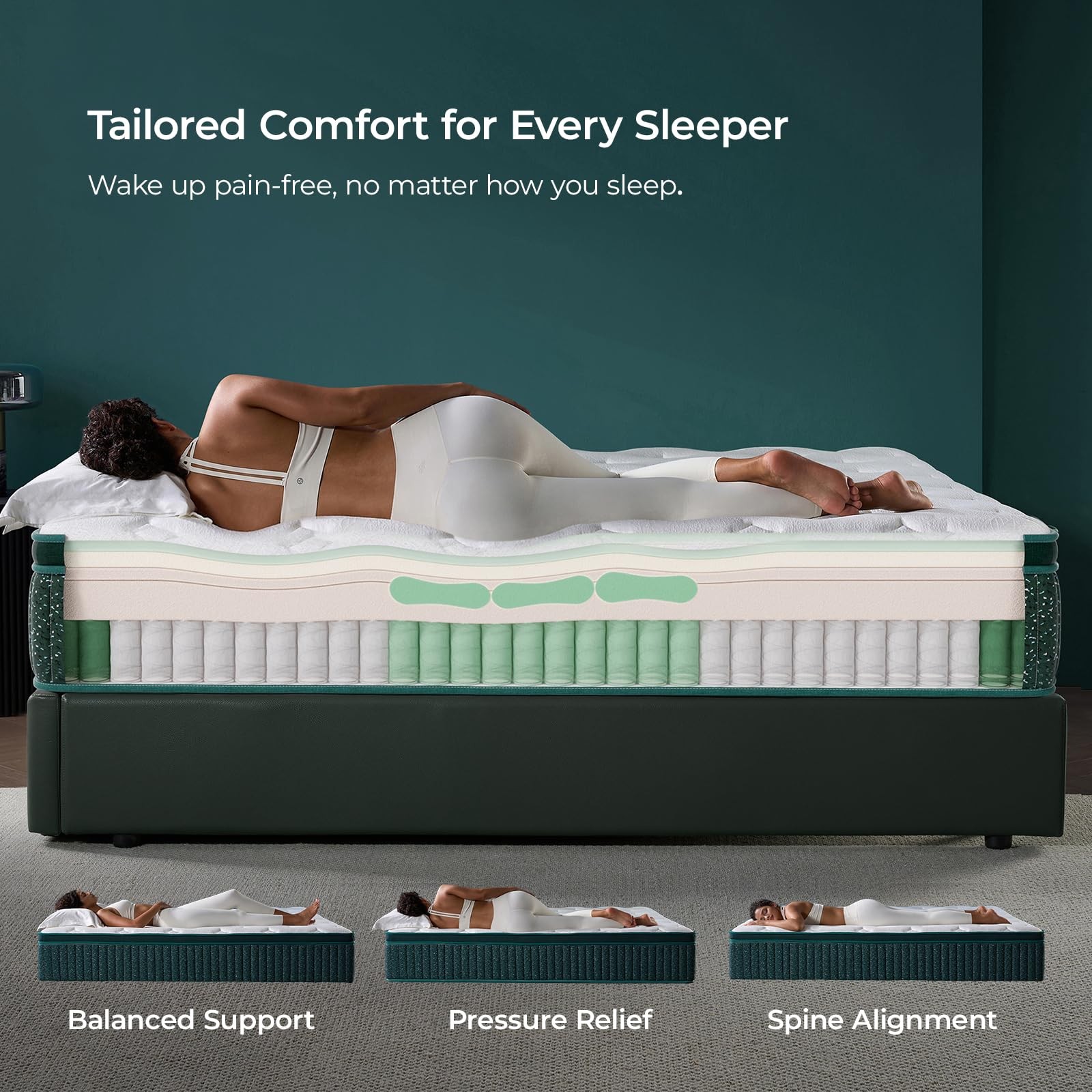 Mambrc 12 Inch Queen Hybrid Mattress Plush Firm Feel Cooling Gel Memory Foam Poc