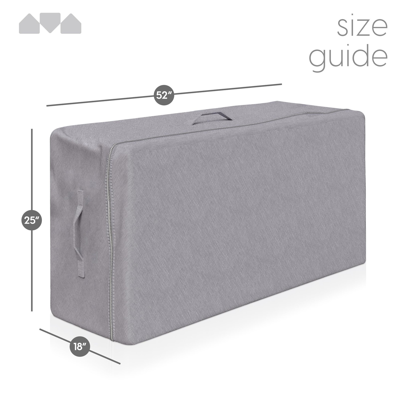 Milliard Carry Case for Tri-Fold Mattress, Fits up to 6 Full, Grey 6 Inch