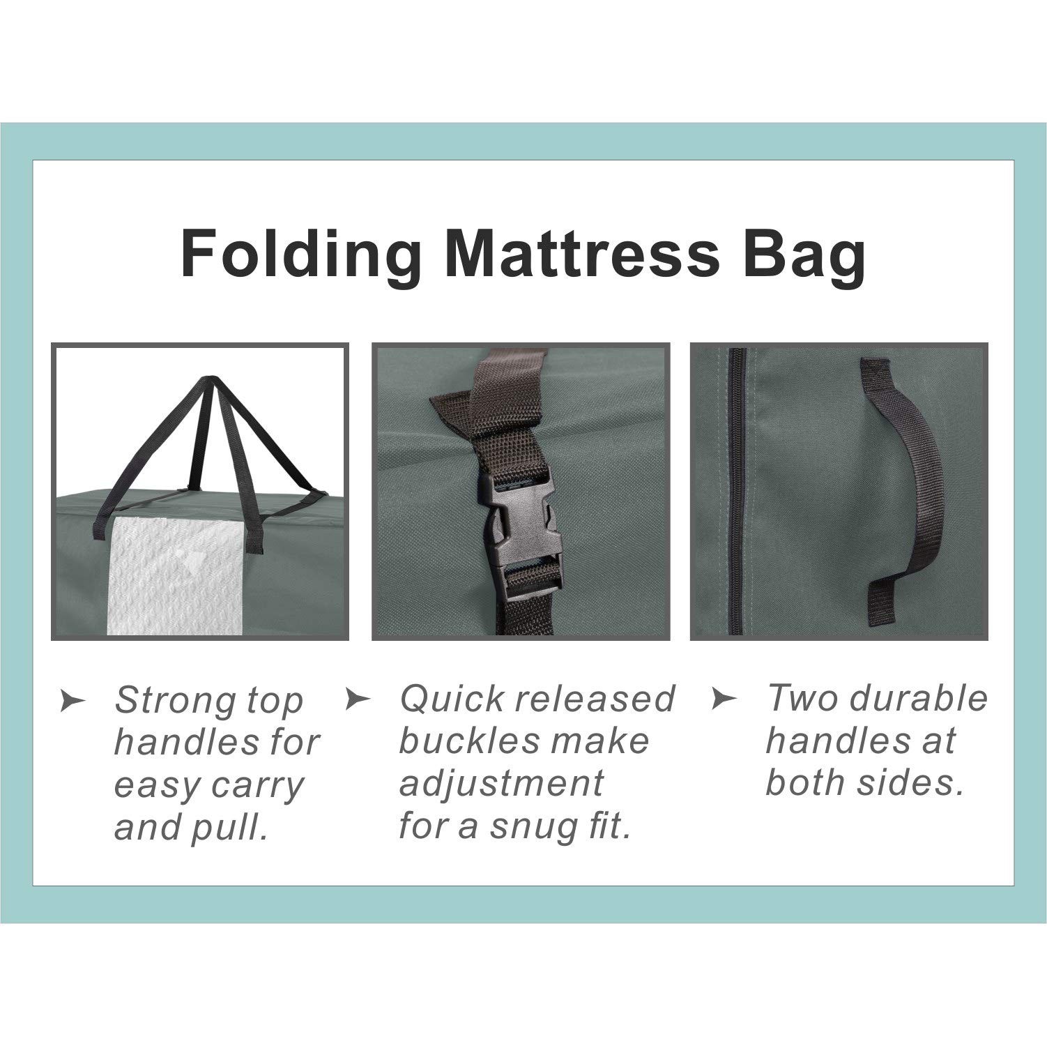 Folding Mattress Storage Bag – Durable Carry Case Fits for Tri-Fold Up to 6 i…