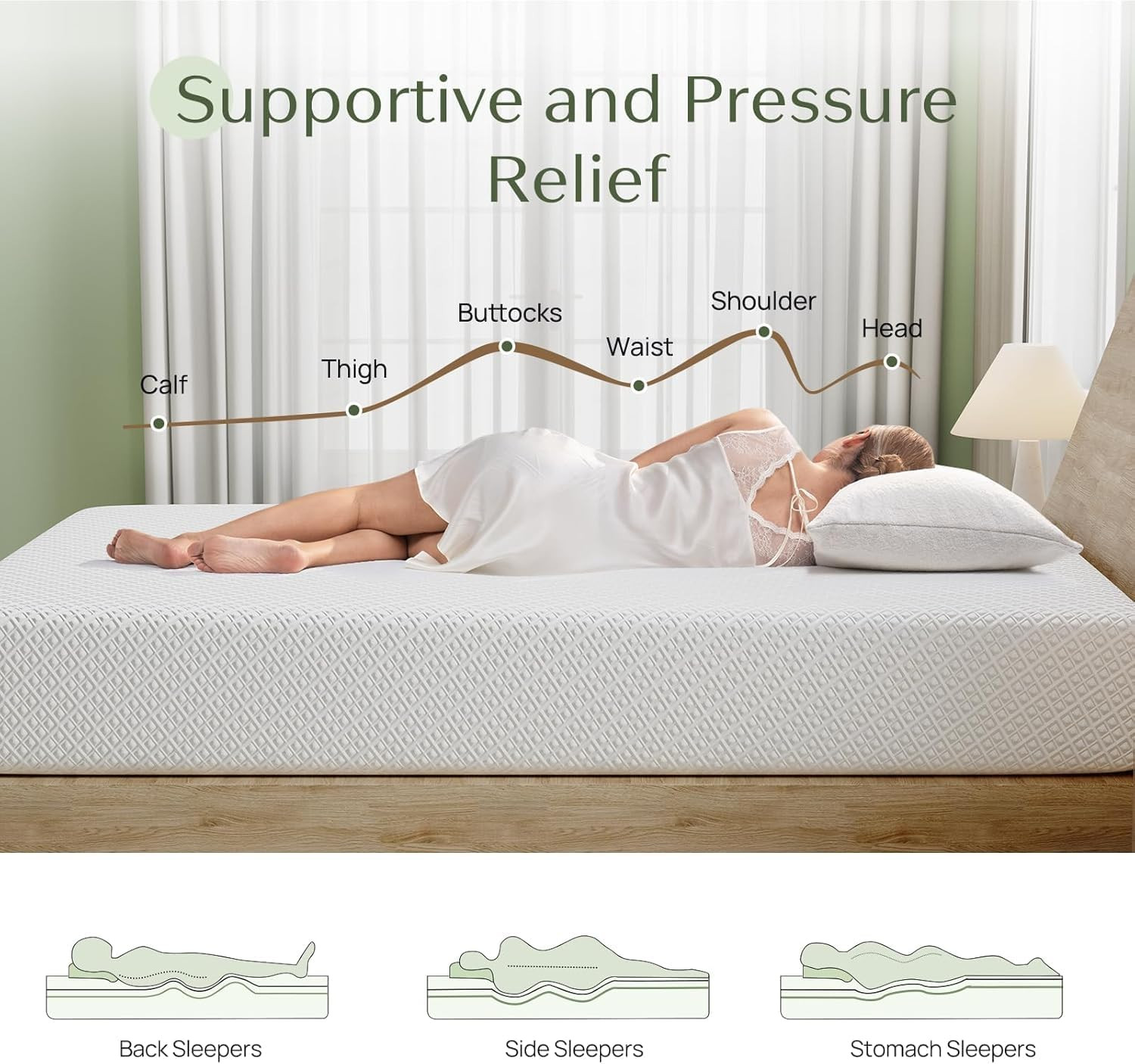 Twin Size Mattress, 6 Inch Gel Memory Foam Mattress in a Box, Fiberglass Free, B