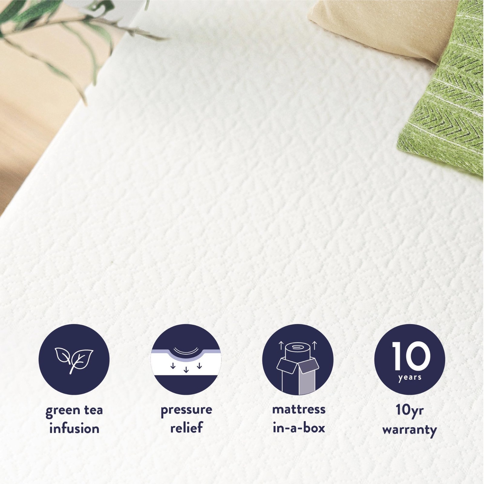 8″ Twin Memory Foam Mattress – Bed-in-a-Box, Green Tea Infused, Comfortable Slee