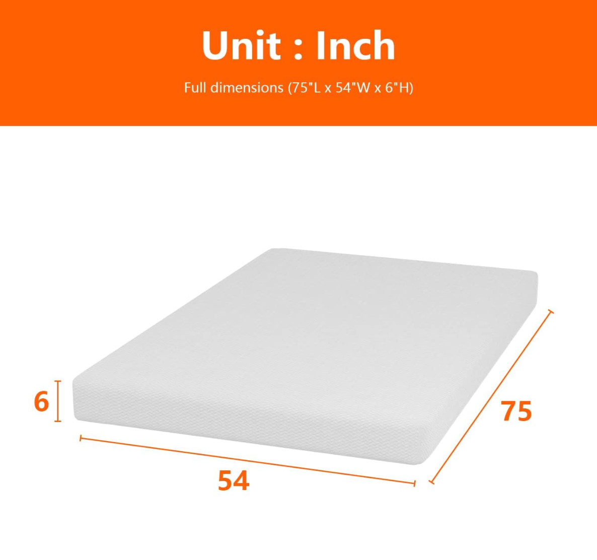 6 Inch Full Size Bunk Bed Memory Foam Mattress Medium Firm Colchon Full Cama NEW