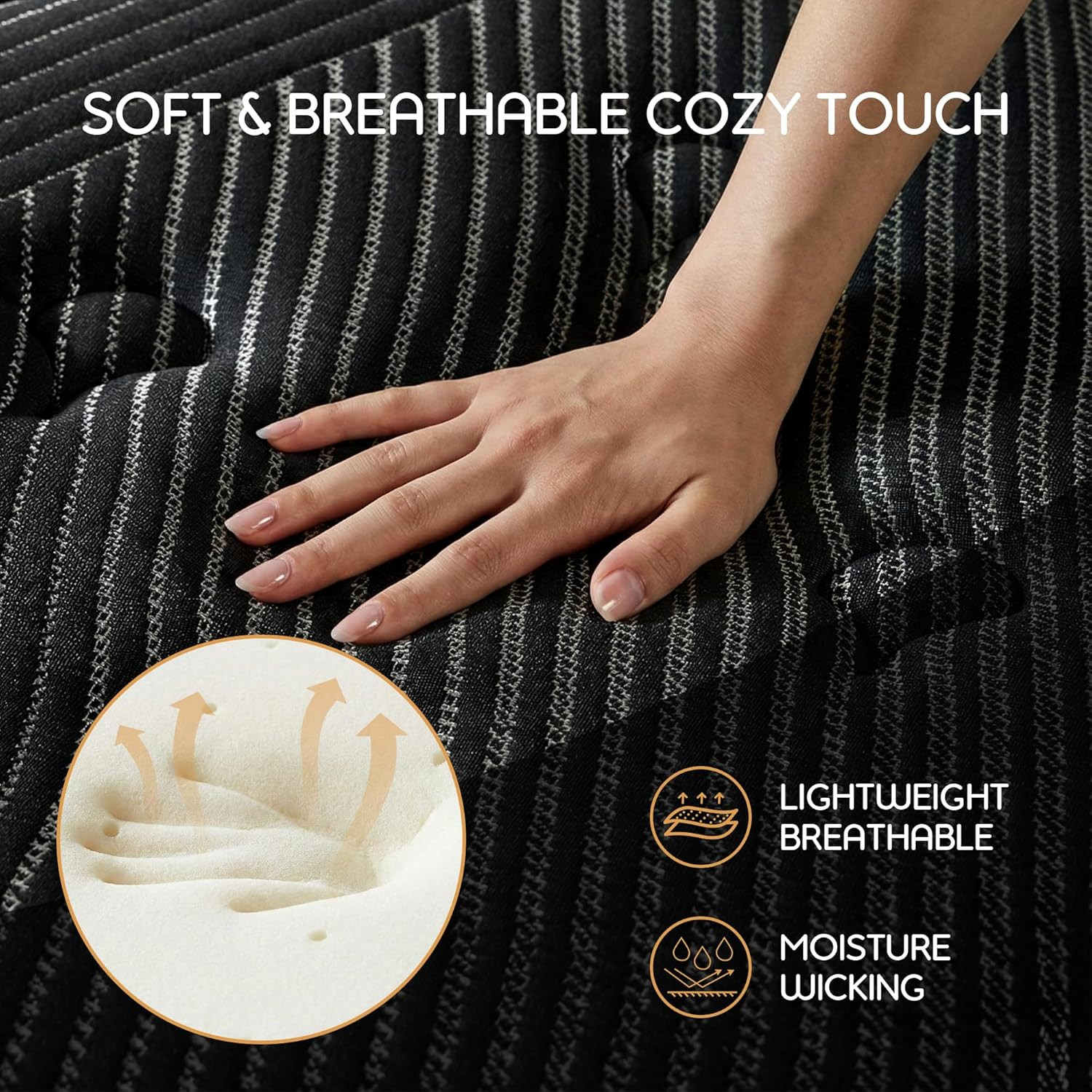 Queen Size Mattress, 12 Inch Hybrid Gel Memory Foam Mattress, Pocket Coil or Pre