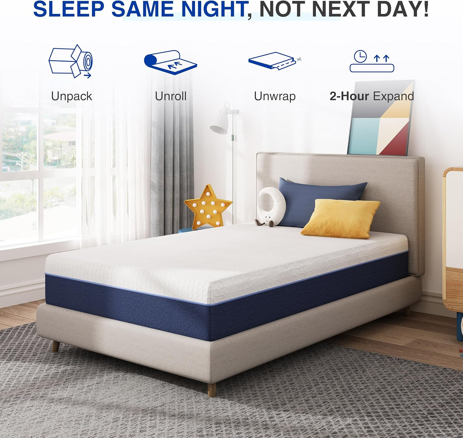 Gel Cooling 8″ Twin Mattress for Kids – Medium Firm, Back Pain Relief, CertiPUR-