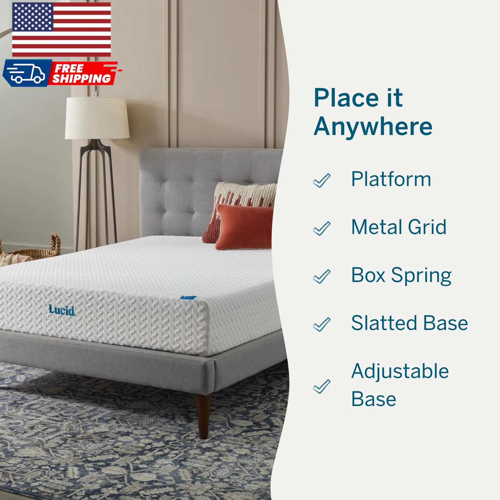 Lucid Refresh 10″ Dual-Layer Gel Memory Foam Mattress Firm Cooling Bed in a Box
