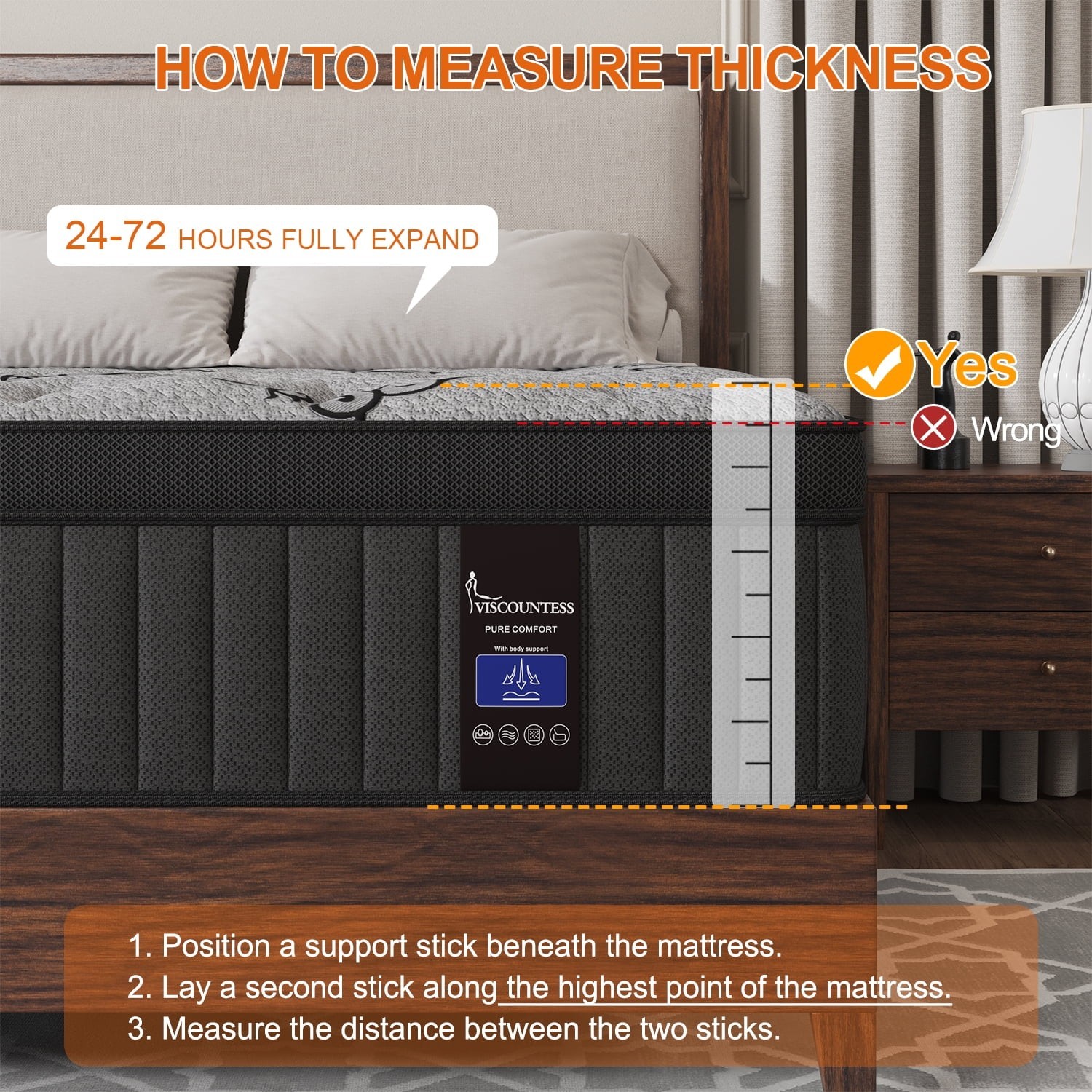 14″ Queen Colchon Gel Memory Foam Hibrido Cama Queen Mattress Medium Firm Hybrid
