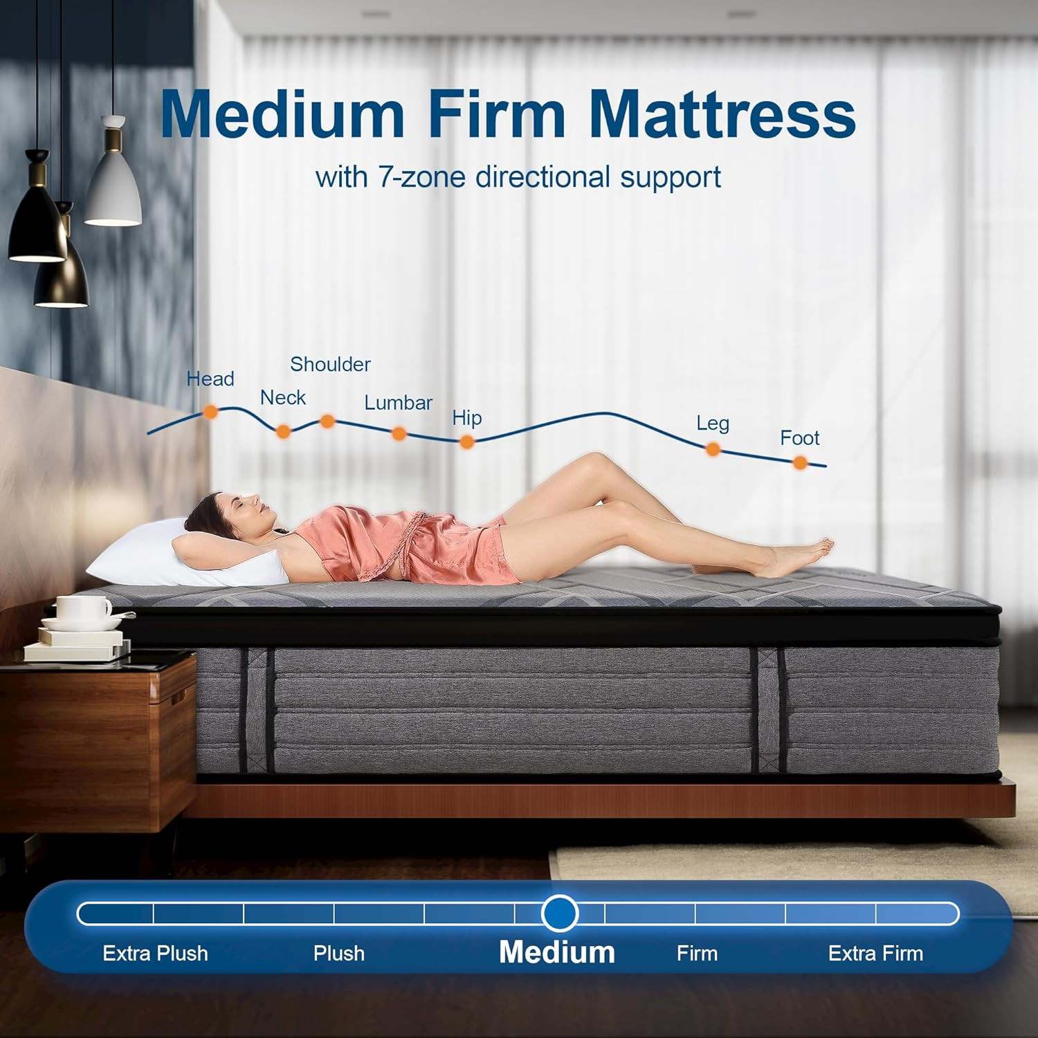 14″ Medium Firm Hybrid Queen Mattress – Gel Memory Foam & Pocket Coils