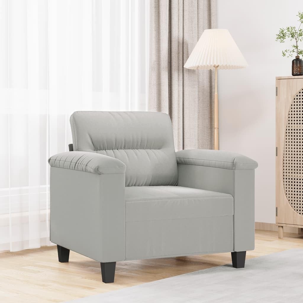 Light Grey Microfiber Sofa Chair for Living Room Bedroom Office, Single