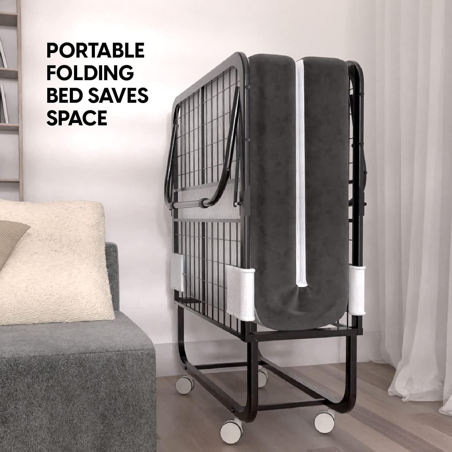 Folding Bed with Mattr – 75×31 Cot Size Fre – Portable
