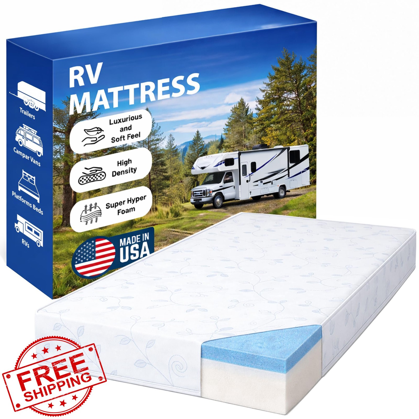 Greaton 4 Inch RV Mattress 32×29 Medium Firm USA