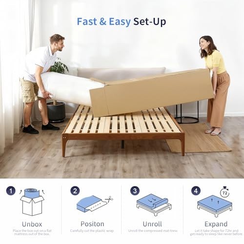 FDW 8 Inch Twin Gel Memory Foam Mattress Medium Firm Cooling White