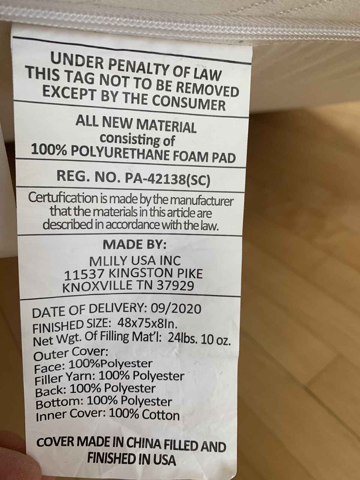Sleepy’s Snug 8” Memory Foam RV Mattress Three Quarter 48x75x8”