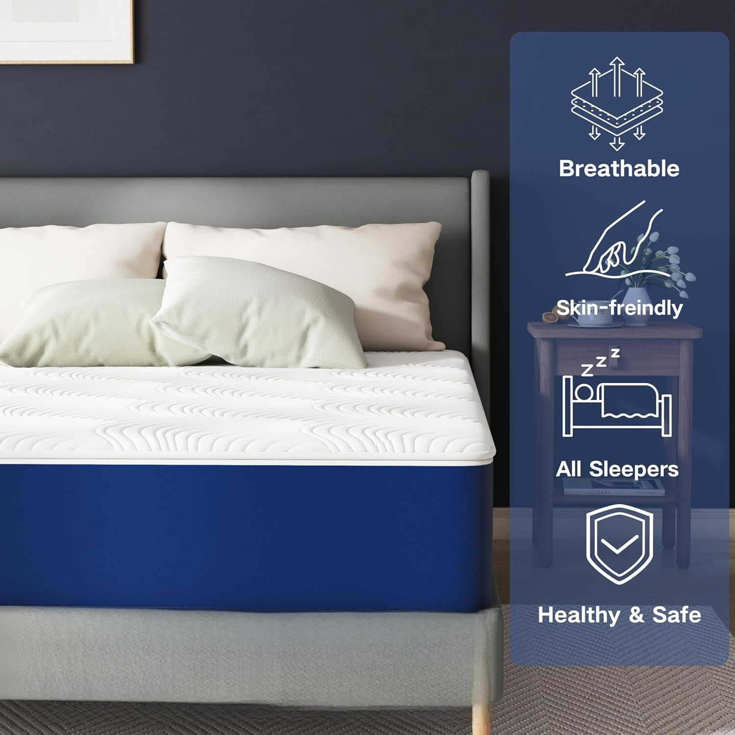 12 Inch Firm Queen Mattress,Queen Size Mattresscooling Memory Foam with Washable