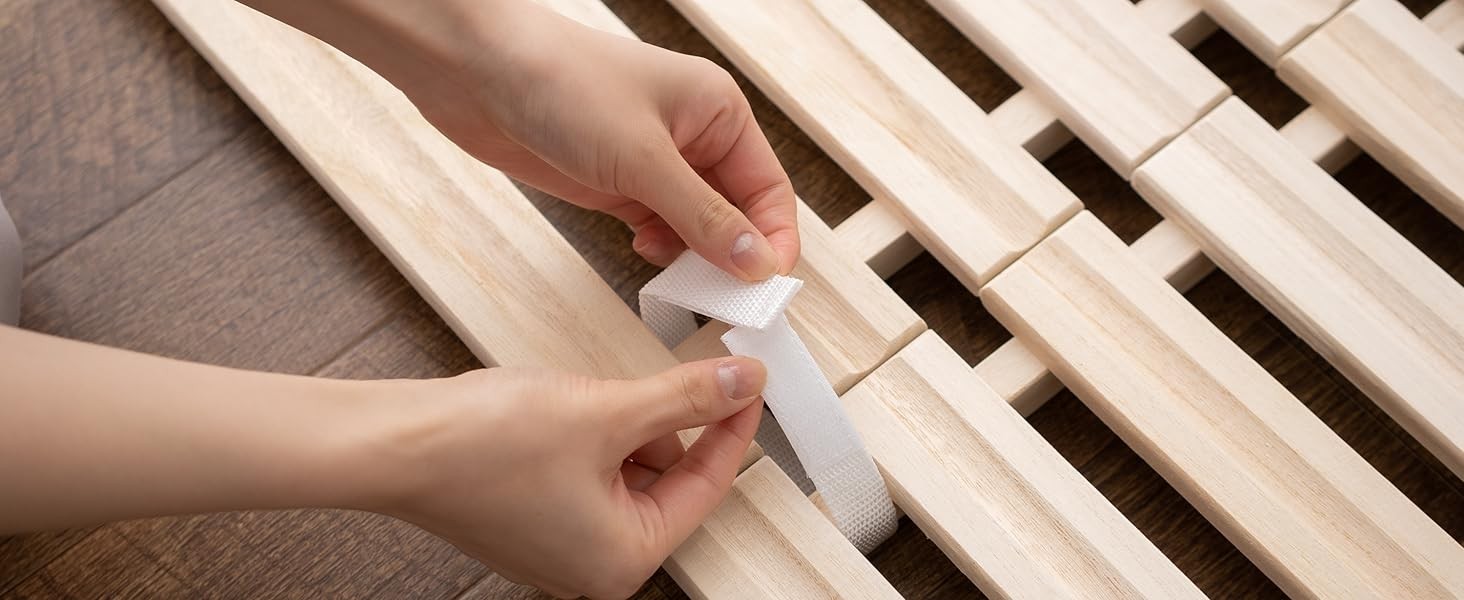 Wood Half-Fold-Type Slatted Bed Twin (38x78in) for Japanese Floor