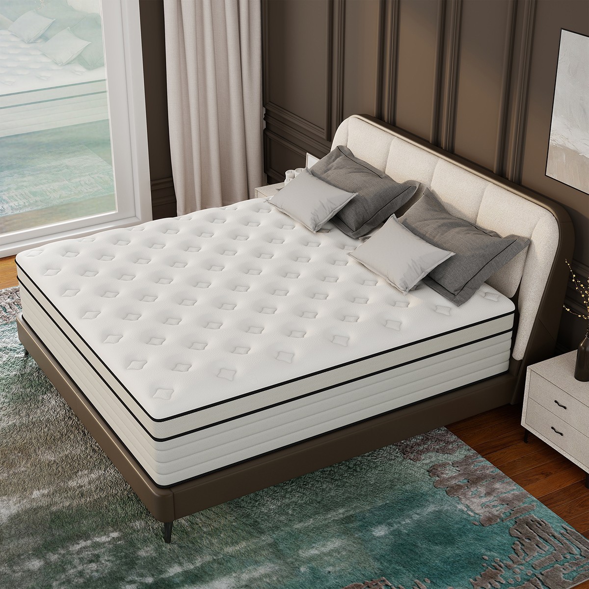 12″ 14″ Gel Memory Foam Hybrid Spring Mattress Queen Twin Full King In A Box