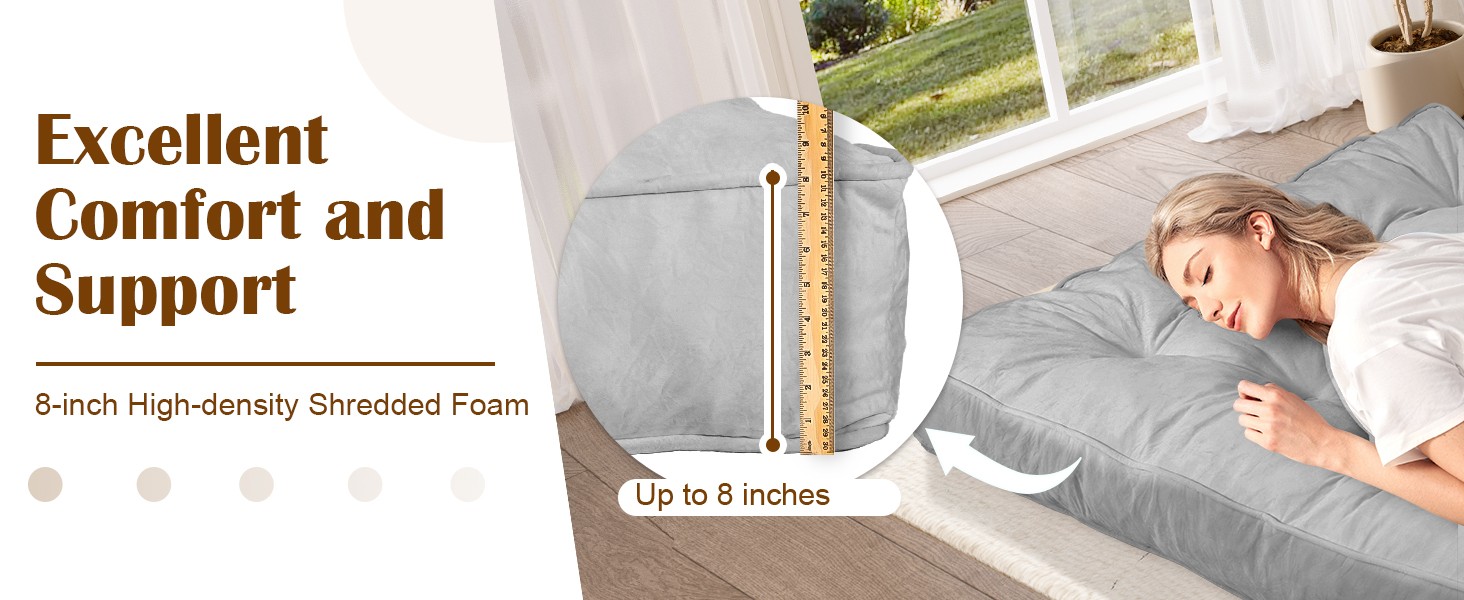 Futon Mattr Full Size 54″ x 80″, 8″ Thi Floor Mattr for Adults,