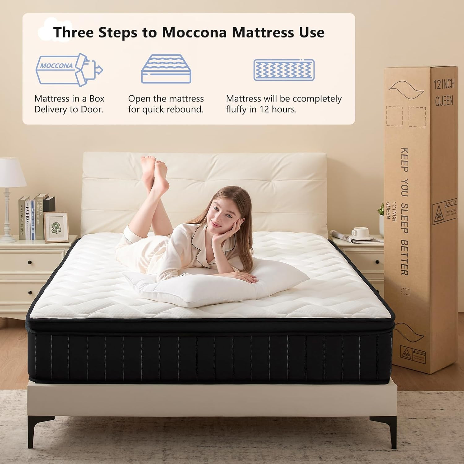 12 Inch Queen Size Mattresses, Memory Foam Hybrid Mattress in a Box with Indepen