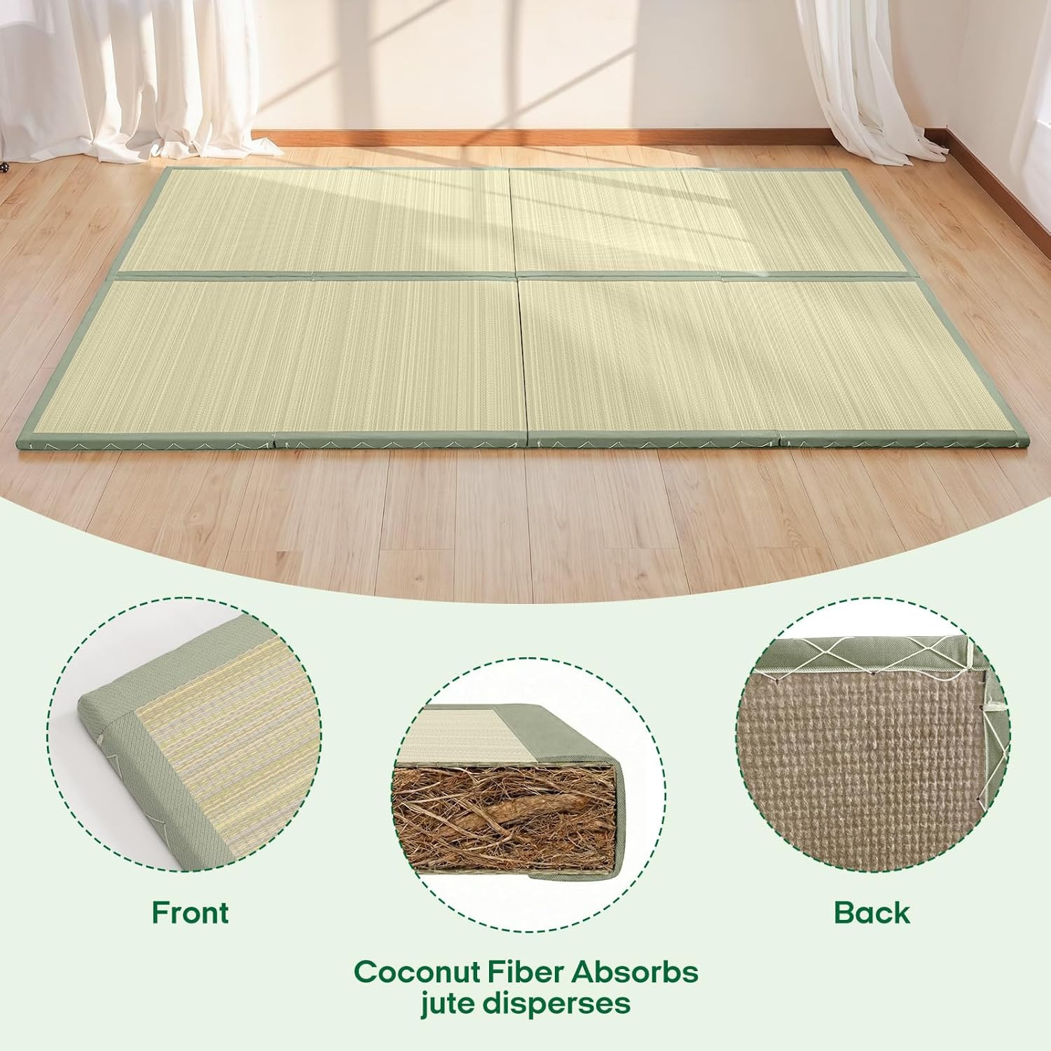 ZonLi Japanese Tatami Mat, Foldable Floor Sleeping Pad Futon Mattress, Made from