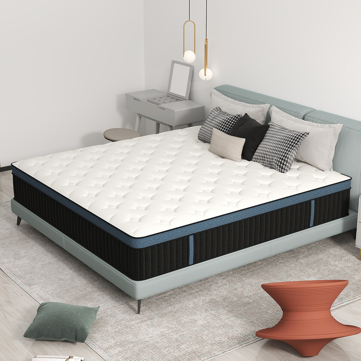 12″ 14″ Mattress Twin Full Queen King Size Memory Foam Pocket Coils Bed In a Box