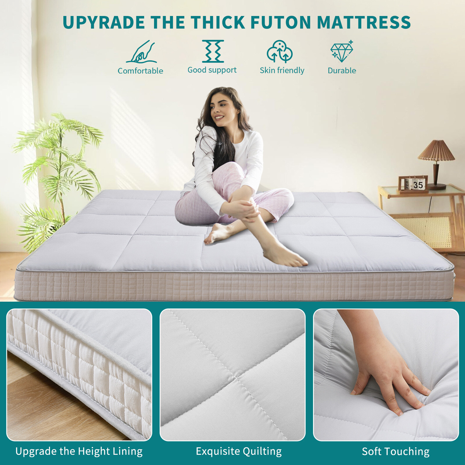 Japanese Futon Mattress 4inch Extra Thick Foldable Japanese Futon Floor Mattress