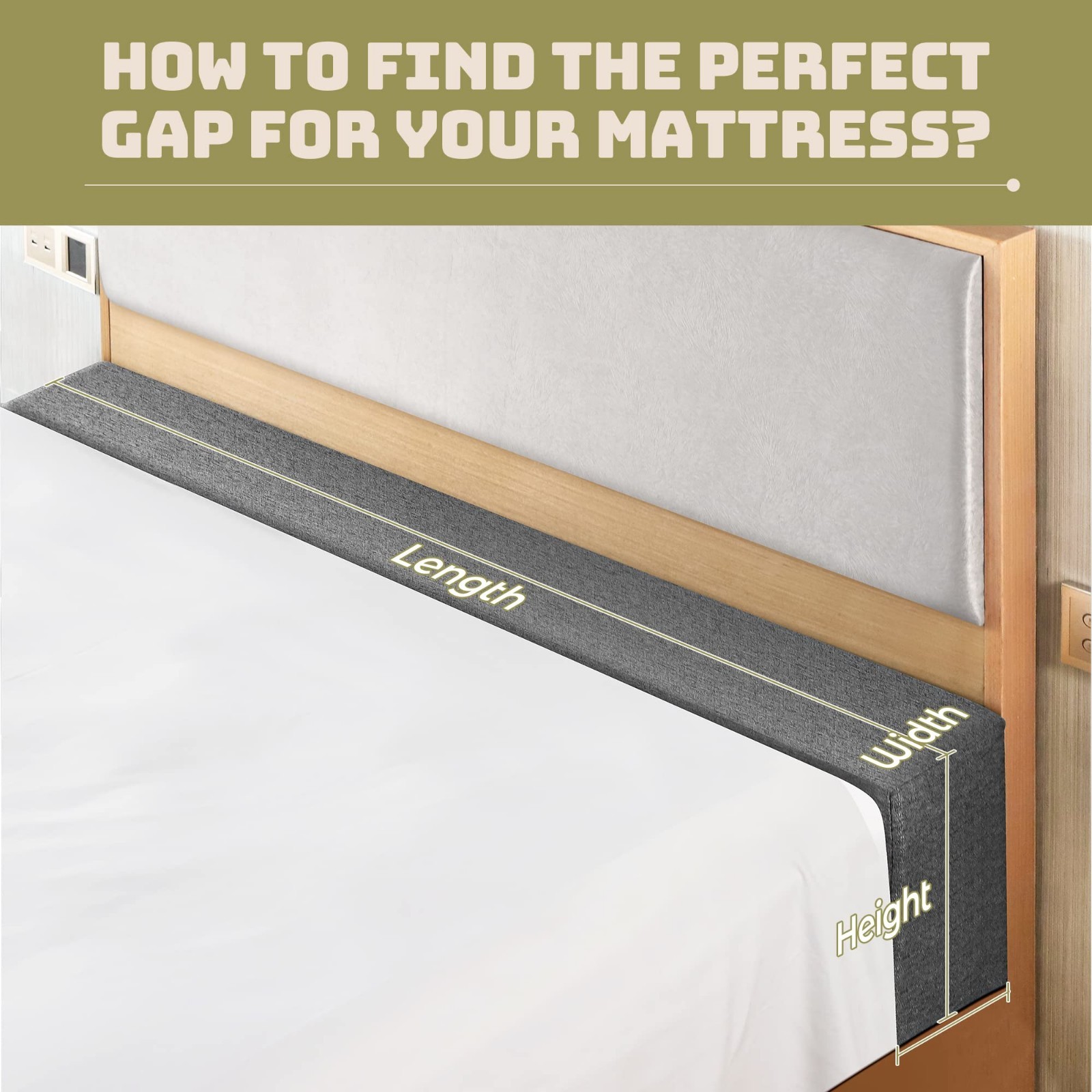 King Mattress Bed Gap Filler, High-Density Foam, Removable Washable Cover, 78″x2