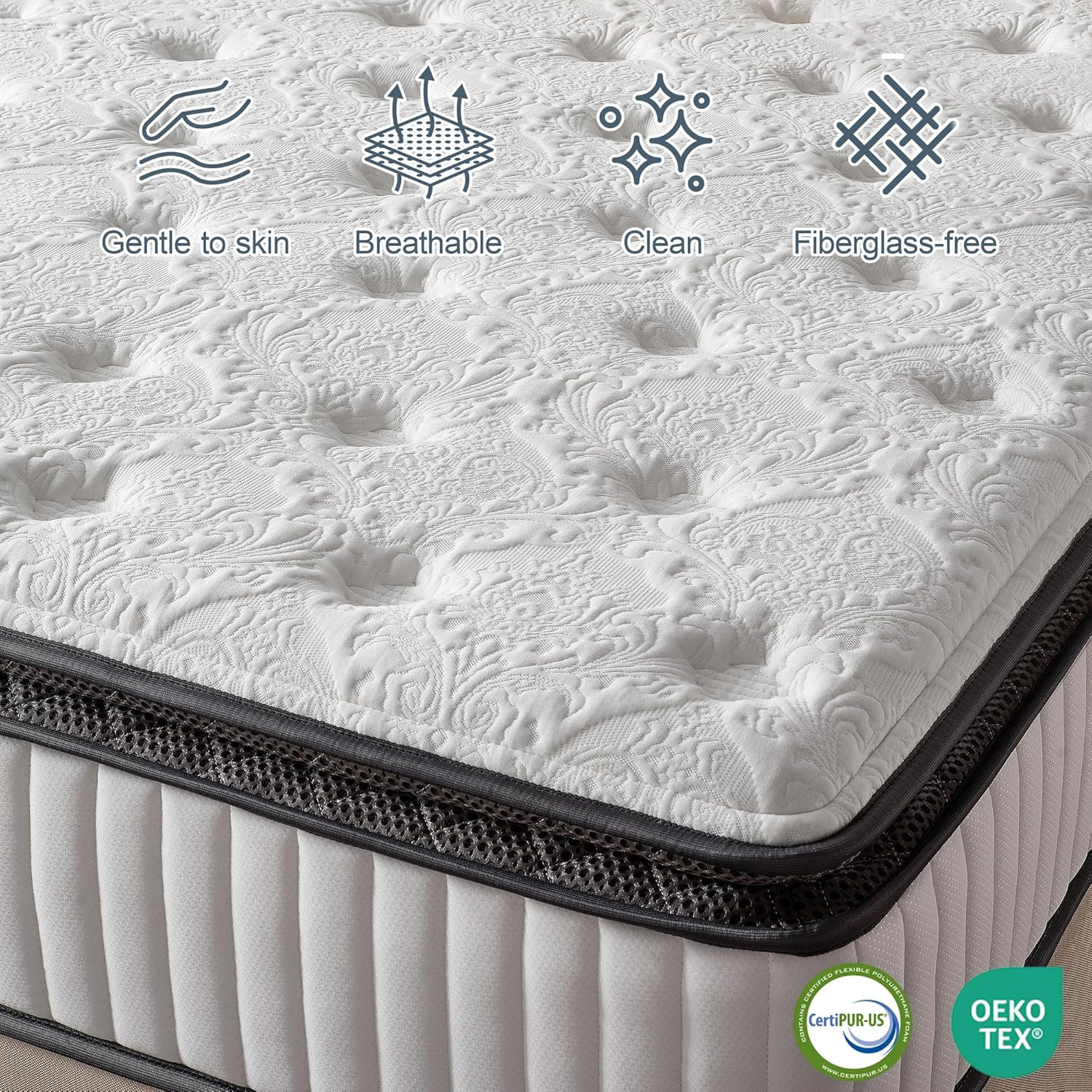 12″ King Gel Memory Foam Hybrid Mattress with 7 Zone Support & Pillow Top