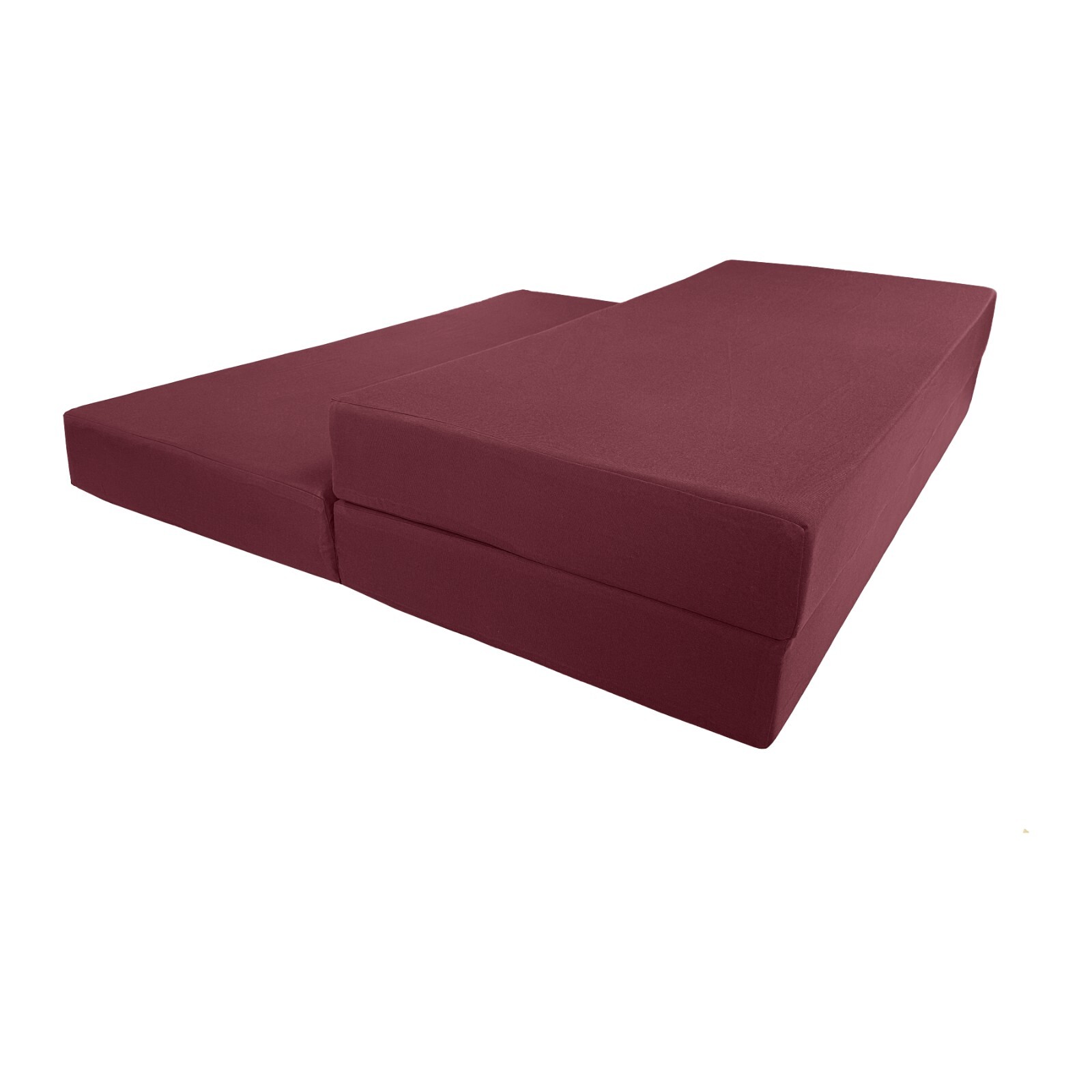 Queen Burgundy Trifold Foam Bed, Folding Mattress 6 x 60 x 80, 1.8 lbs Density