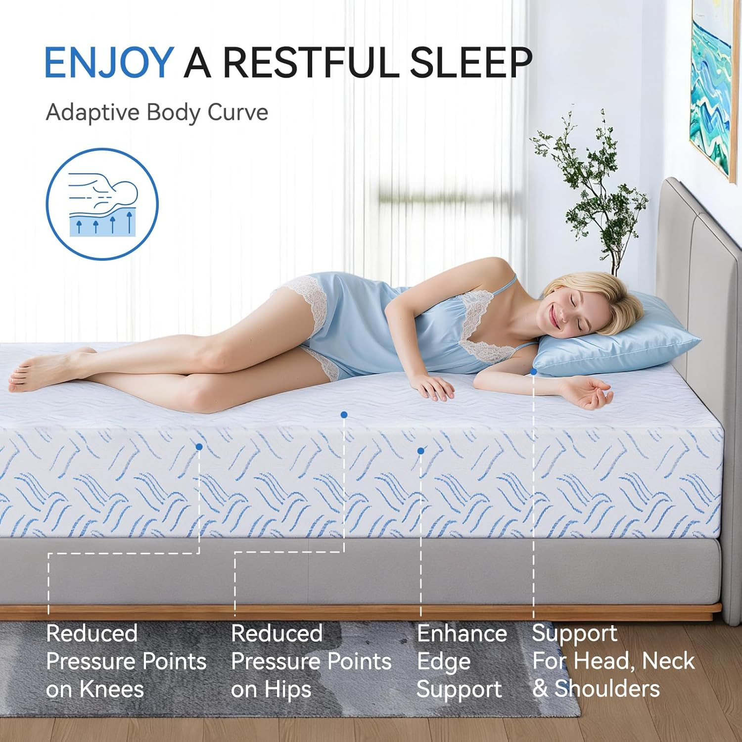 Full Size Memory Foam Mattress, 12 Inch Cooling Gel Bed in a Box, Foam Mattress