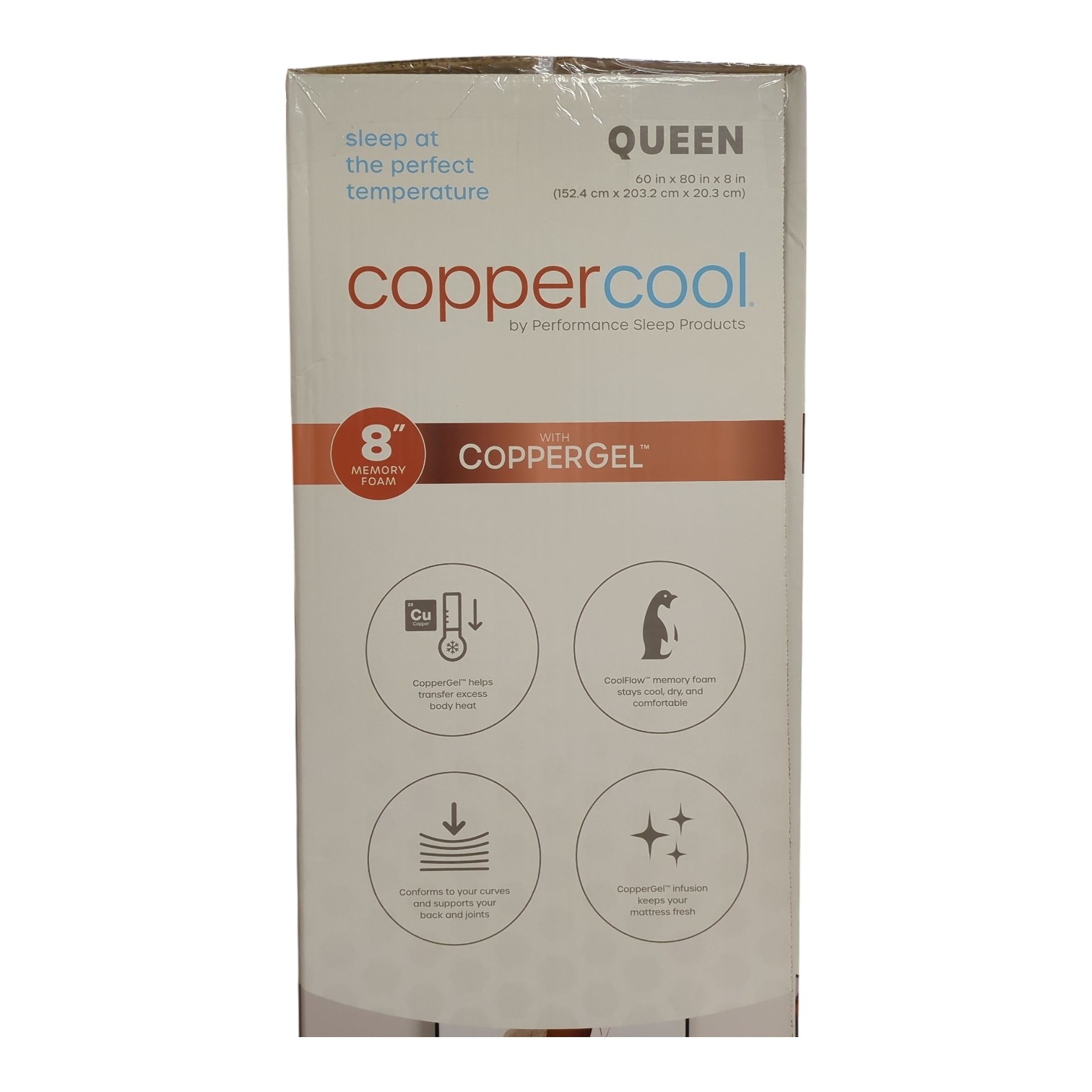 CopperCool Select 8″ Cooling Gel Memory Foam Mattress, Queen